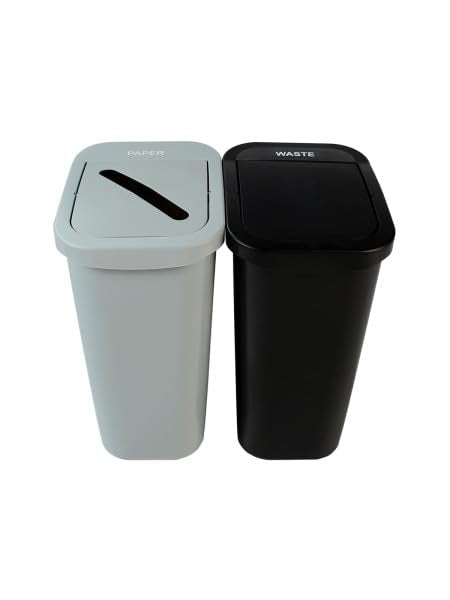 City Box 7 Gallon Double Bin Trash Can Recycle Bin with Lid for Residential, Business, and Commercial Recycling - NYC Compliant (Double Kit Paper Waste)