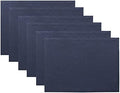 Solino Home 100% Pure Linen Woven Placemats Navy, Fete 14 x 19 in, Set of 6