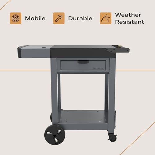 Current® Outdoor Pizza Cart, Soft-Close Drawer, Pizza Peel Holster, Wheels