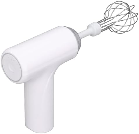 Electric Egg Beater, Cordless Hand Mixer with 2 Metal Mixing Whisk, 3 Speeds Adjustable, for Whipping Cream Butter Stirring Egg Liquid Jam (White)