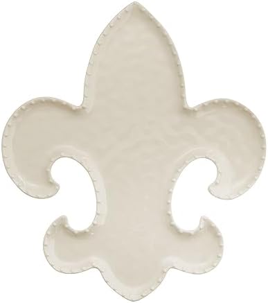 UP Fleur-de-Lis Shaped Melamine Serving Platter, Elegant Party Tray, Classic French Design, for Snacks, Appetizers, and Desserts, Ivory, 12.25 x 10 Inch