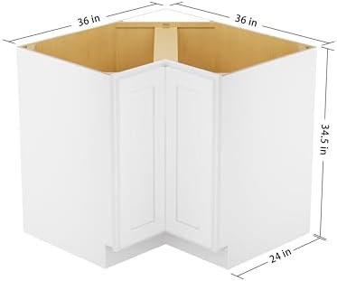 Furinno Shaker EZ Reach Base Corner Diagonal 3-Tier Kitchen Cabinet, White