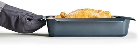 Joseph Joseph Nest Bakeware and Roasting Pan Set of 3, Stackable Oven Trays, Carbon Steel Baking Pans with Non-Stick Coating, Easy-Pull Handles, Organized Kitchen Storage