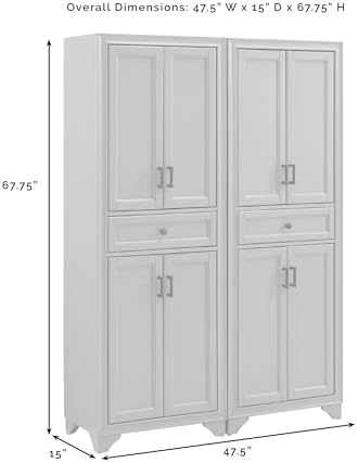 Crosley Furniture Tara 2-Piece Farmhouse Pantry Storage Cabinet Set