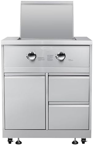 KoolMore 32 in. Outdoor Kitchen Liquid Propane Side Burner with Bottom Cabinet in Stainless-Steel (KM-OKS-SBC)
