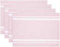 Solino Home 100% Pure Linen Placemats, 14 x 19 in, White Striped, Set of 4