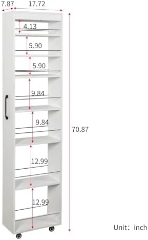 KEIKI 7 Tier Pull-Out Kitchen Pantry Storage Cabinet, Multi-Tier Single-Sided Open Shelf, Spice Rack Next to Fridge, Wood Hutch Food Pantries Cupboard for Coffee Bar, Dining Room, Narrow Spaces