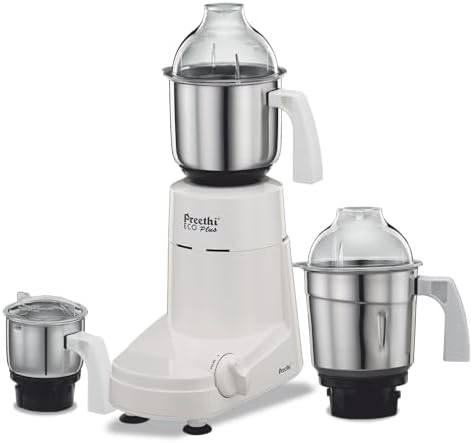 Preethi Eco Plus Mixer Grinder, White, 3 Jar