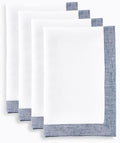 Solino Home 100% Pure Linen Napkins, 20 x 20 in, Indigo and White, Set of 4