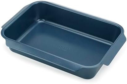 Joseph Joseph Nest Bakeware and Roasting Pan, Carbon Steel Baking Pan with Non-Stick Coating, Easy-Pull Handles, Organized Kitchen Storage, Large, Blue