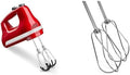 KitchenAid 6 Speed Hand Mixer Bundle with Flex Edge Beaters - KHM6118, Empire Red and Stainless Steel Turbo BeaterTM Accessories