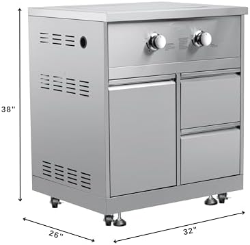KoolMore 32 in. Outdoor Kitchen Liquid Propane Side Burner with Bottom Cabinet in Stainless-Steel (KM-OKS-SBC)
