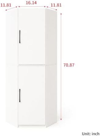 KEIKI Kitchen Pantry Cabinet, 70.87" Freestanding L-Shaped Storage Cabinet