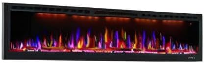 74 inch Electric Fireplace, Smart Fireplace Insert recessed in Wall and Wall Mounted fire Place Heater with Metal Frame, Multicolor Flame & Realistic logs，Thermostat& Timer, 1500W, Black