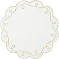 15 Inch Ribbon Twirl Embroidery Round Placemats Set of 4, Scalloped Round Table Mats for Party Kitchen Dining Decoration, Gold