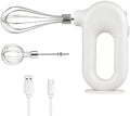 Cordless Hand Mixer, Electric Hand Whisk Portable Egg Beater Handheld Egg Beater Electric Handheld 4 Speed Adjustable Mini Hand Mixer Electric Mixer, USB Charing, 1500mah(White)