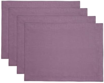 Solino Home 100% Pure Linen Placemats Mulberry, Fete 14 x 19 in, Set of 4