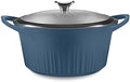 CorningWare QuickHeat 5.5-QT Cast Aluminum Dutch Oven With Lid & Non-Stick Ceramic Interior, Lightweight and Fast Even Heat Baking & Cooking, For Meats, Soup, Browning, Searing, French Navy