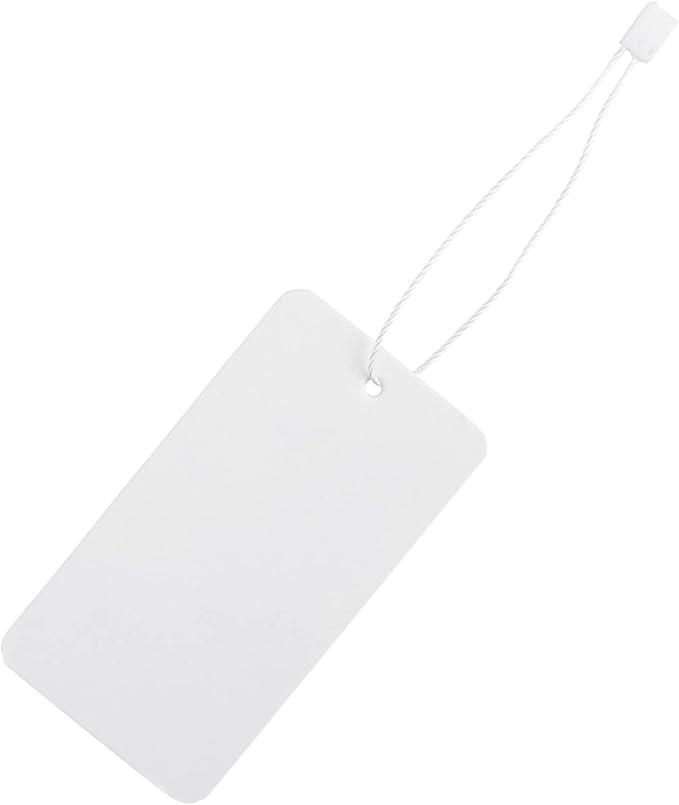 Juvale 500-Pack Hang Tags with String & Fasteners - 2 x 3.5 in White Cardstock - Blank Writable Tags for Clothing & Merchandise - for Retail Labeling & Gift Bags
