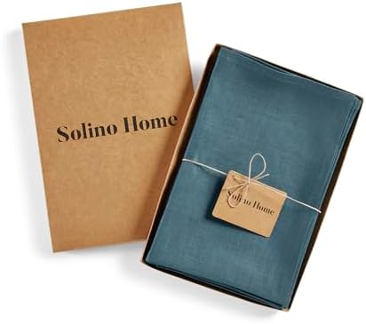 Solino Home 100% Pure Linen Napkins Peacock Blue, Fete 20 x 20 in, Set of 4