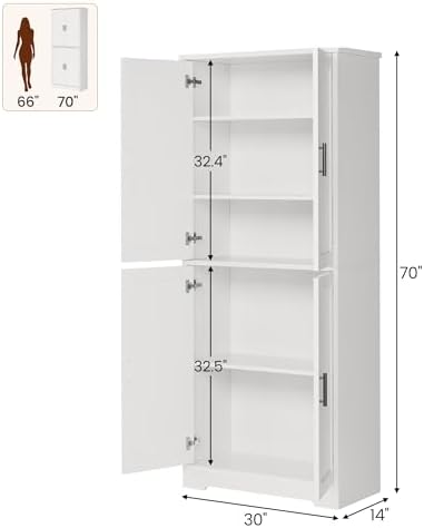 Garvee Kitchen Pantry Cabinet, 70 Inch Tall Storage Cabinet