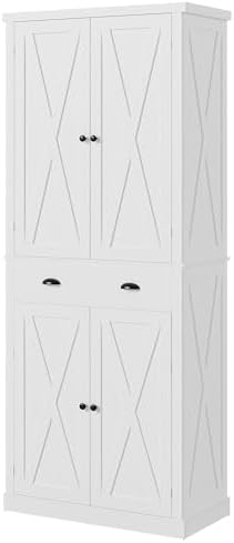 IRONCK Kitchen Pantry Storage Cabinet, 83.9" H Cupboard, White