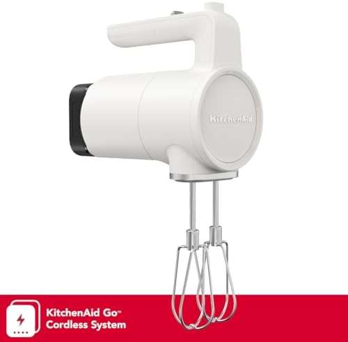 KitchenAid Go Cordless Hand Mixer, Metal - KHMR762, Porcelain White