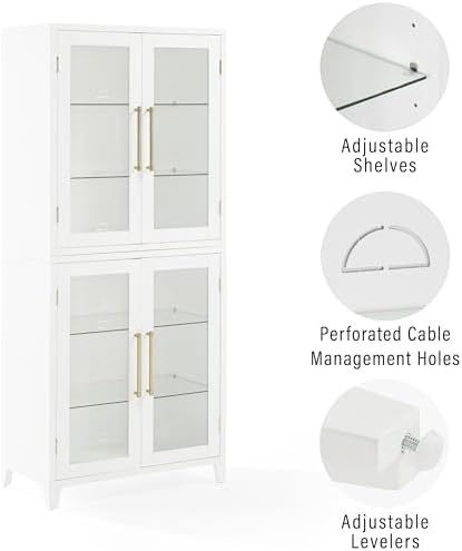 Crosley Furniture Roarke Glass Door Pantry Storage Cabinet