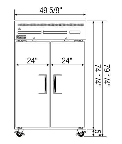 ESF2 49-5/8' Reach-in Commercial Freezer with Double Solid Doors, Two Sections, 115v, 49 Cubic Feet, NSF