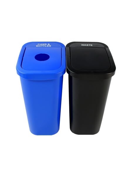 City Box 7 Gallon Recycling and Waste Bin Container with Lid for Residential, Business, and Commercial Recycling - NYC Compliant (Cans Waste)