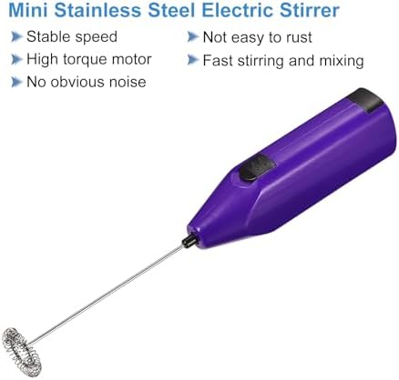 MECCANIXITY Electric Tumbler Stirrer, Handheld Mini Mixer Battery Operated Stirring Mixing Purple for DIY Glitter Tumbler Cup, Pack of 2