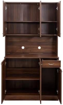 KEIKI 70.87" Tall Kitchen Pantry Storage Cabinet with Countertop, 6-Doors, 1 Drawers, Microwave Stand and Shelves, Freestanding Wood Hutch Food Pantries Cupboard for Coffee Bar, Dining Room