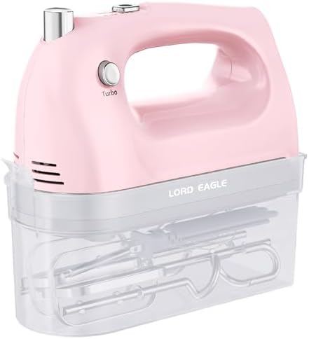 Lord Eagle Hand Mixer Electric Handheld 400W 5-Speed Lightweight, Pink