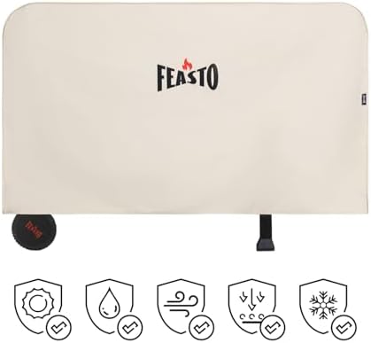 Feasto 3-Shelf Pizza Oven Table with Cover, 33.5" x 21.7", Black