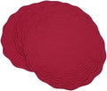 Red Cotton Quilted 16.5 inch Reversible Round Placemat