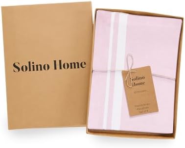 Solino Home 100% Pure Linen Placemats, 14 x 19 in, White Striped, Set of 4