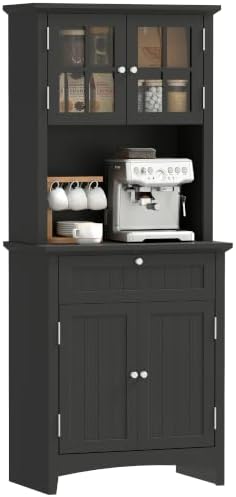 HOMCOM 65" Pantry Storage Cabinet, Kitchen Hutch, Black