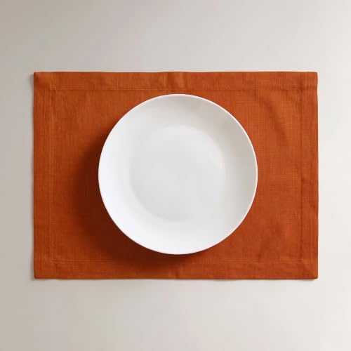Solino Home 100% Linen Placemats Cinnamon Spice, Fete 14 x 19 in, Set of 4