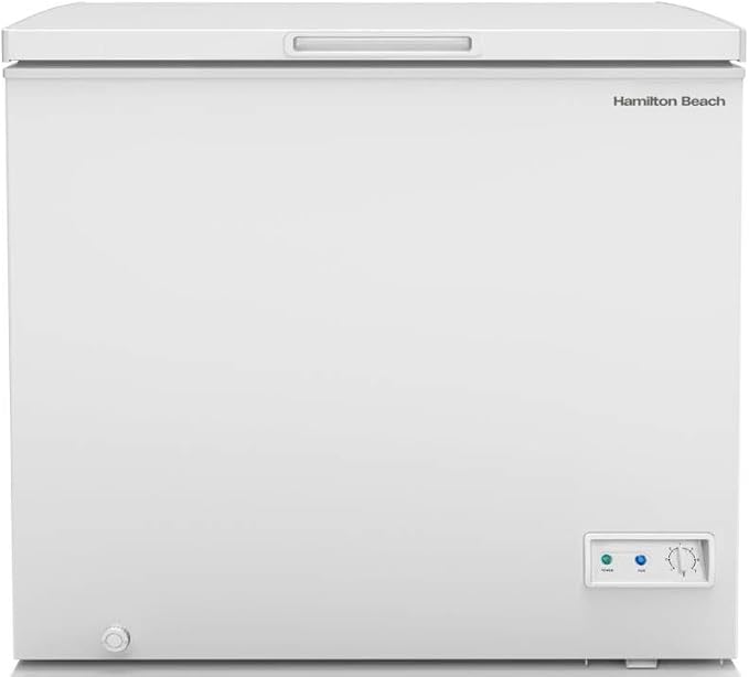 Hamilton Beach, Chest Deep Freezer, 7 Cu. Ft. Capacity, Adjustable Thermostat-Removable Vinyl Coated Wire Basket-Easy Defrost Drain, White