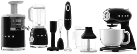 SMEG SMF03 Stand Mixer – 5 Qt Tilt-Head Mixer with Stainless Steel Bowl, 10 Speeds, Retro 50s Vintage Style – Black