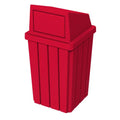 Campus Collection 32 Gallon Square Slatted 100% Recycled Plastic Heavy Duty Outdoor Trash Can with Push Top Lid - Great for Schools and Businesses - Red