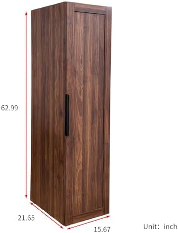 KEIKI 21.65" W Slim Kitchen Pantry Storage Cabinet with Door-Side Rack & Shelves, Tall Narrow Freestanding Sideboard Wood Hutch Food Pantries Cupboard for Coffee Bar, Dining Room