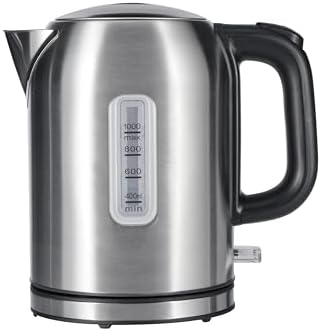 Amazon Basics Electric Kettle, Tea Kettle & Water Boiler with Auto Shut-Off, Boil Dry Protection, Strix Thermostat, BPA-Free, 1500W, 1.1Qt (1L), Stainless Steel, New Model, Black & Silver by AmazonBasics