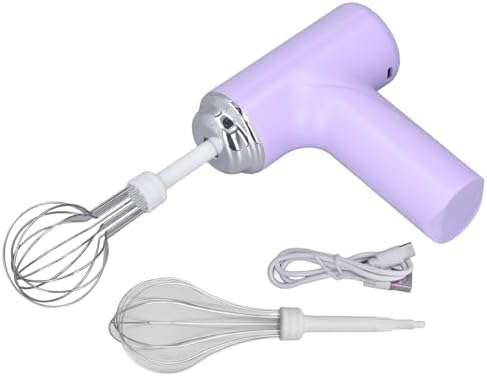 Qqmora Electric Cordless Hand Mixer Effortless Whisk Cream Salad Dressing Small Lightweight Design for Extended Periods of Time (Purple)