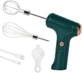 Cordless Hand Mixer, Handheld Electric Whisk with 3 Speed Modes, Hand Held Egg Beater with 2 Detachable Stir Whisks (Green)
