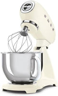 SMEG SMF03 Stand Mixer – 5 Qt Tilt-Head Mixer with Stainless Steel Bowl, 10 Speeds, Retro 50s Vintage Style – Cream