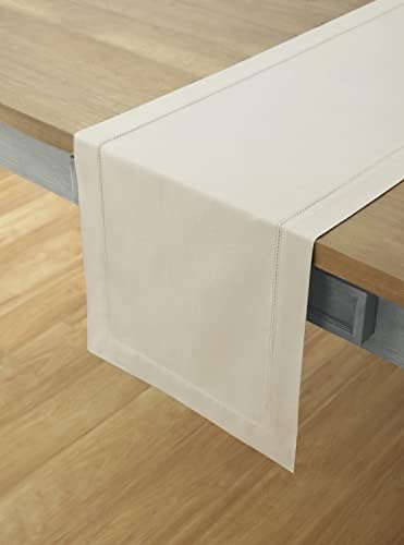 Solino Home Cotton Linen Table Runner Linen Hemstitch, 14 x 72 in