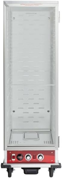 Full Size Insulated Heated Holding and Proofing Cabinet, Red/Silver, 36-Pan Capacity, Clear Door, Electric, 120V, 67.5x22.7x32.6 Inches