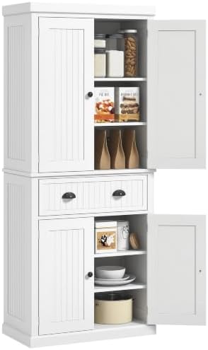 HOMCOM 72" Kitchen Pantry Cabinet Freestanding Tall Storage Cabinet White