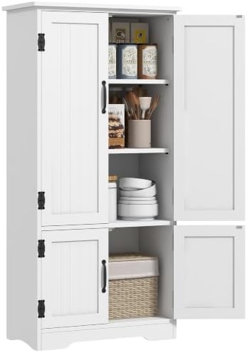 HOMCOM 48.5" Kitchen Pantry Cabinet, Kitchen Pantry Storage Cabinet, White